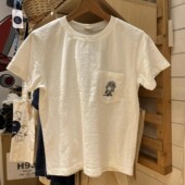 brandy 复古T恤女 bm美式 girl新款 白色口袋小企鹅刺绣纯棉短袖