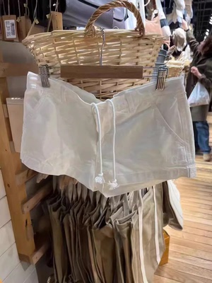 复古甜辣白色短裤抽绳工装裤