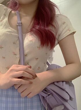 Brandy Girl BM官网少女纯欲碎花弹力纯棉zelly top短袖T恤女