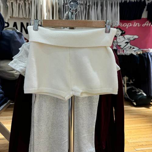 Brandy bm秋冬独特辣妹高腰显瘦修身针织休闲裤女外穿包臀短裤子