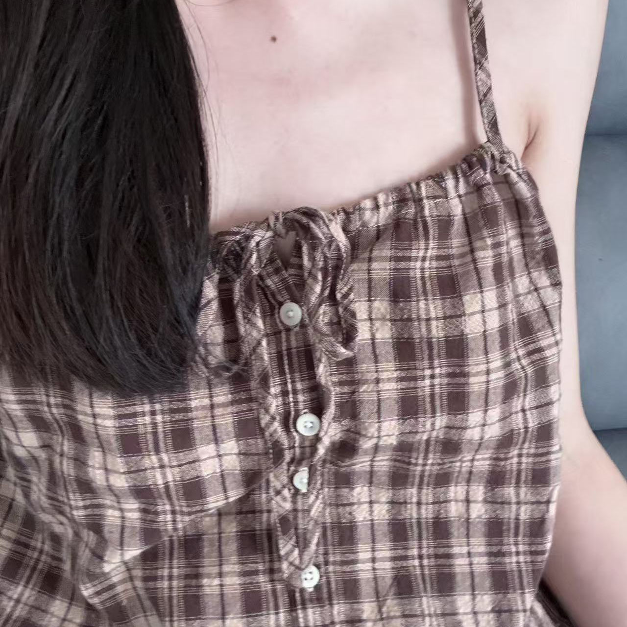 Brandy BM美式复古格纹吊带背心女bm设计感小众无袖宽松显瘦上衣