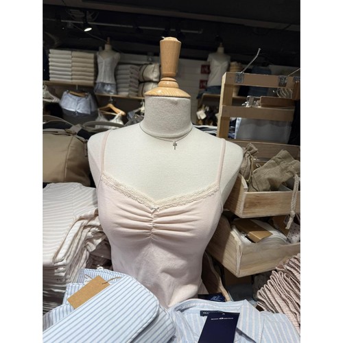 Brandy bm粉色蕾丝蝴蝶结褶皱吊带背心女内搭夏外穿2025新款洋气