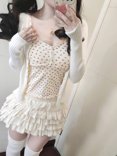 碎花三粒扣背心女纯棉外穿吊带