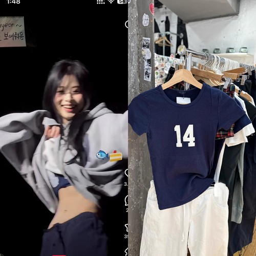 bm藏青14短袖T恤ahyeon同款明星