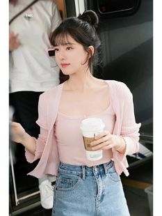 外套背心小吊带早秋套装 Brandy 粉色针织开衫 bm赵露思同款 girl