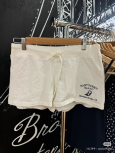 Brandy新款白色纯棉帆船印花抽绳短裤女夏季bm辣妹系带休闲裤