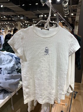 Brandy Girl新款天使刺绣孔眼上衣女bm风蕾丝花边纯棉短袖t恤