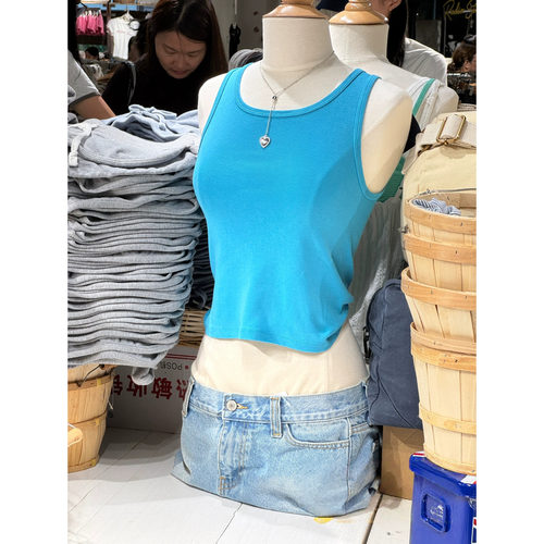 Brandy BM风蓝色圆领背心女夏季百搭显瘦紧身弹力可外穿内搭上衣