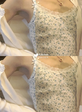 Brandy Girl美式复古修身短款碎花吊带背心bm上衣女内搭潮