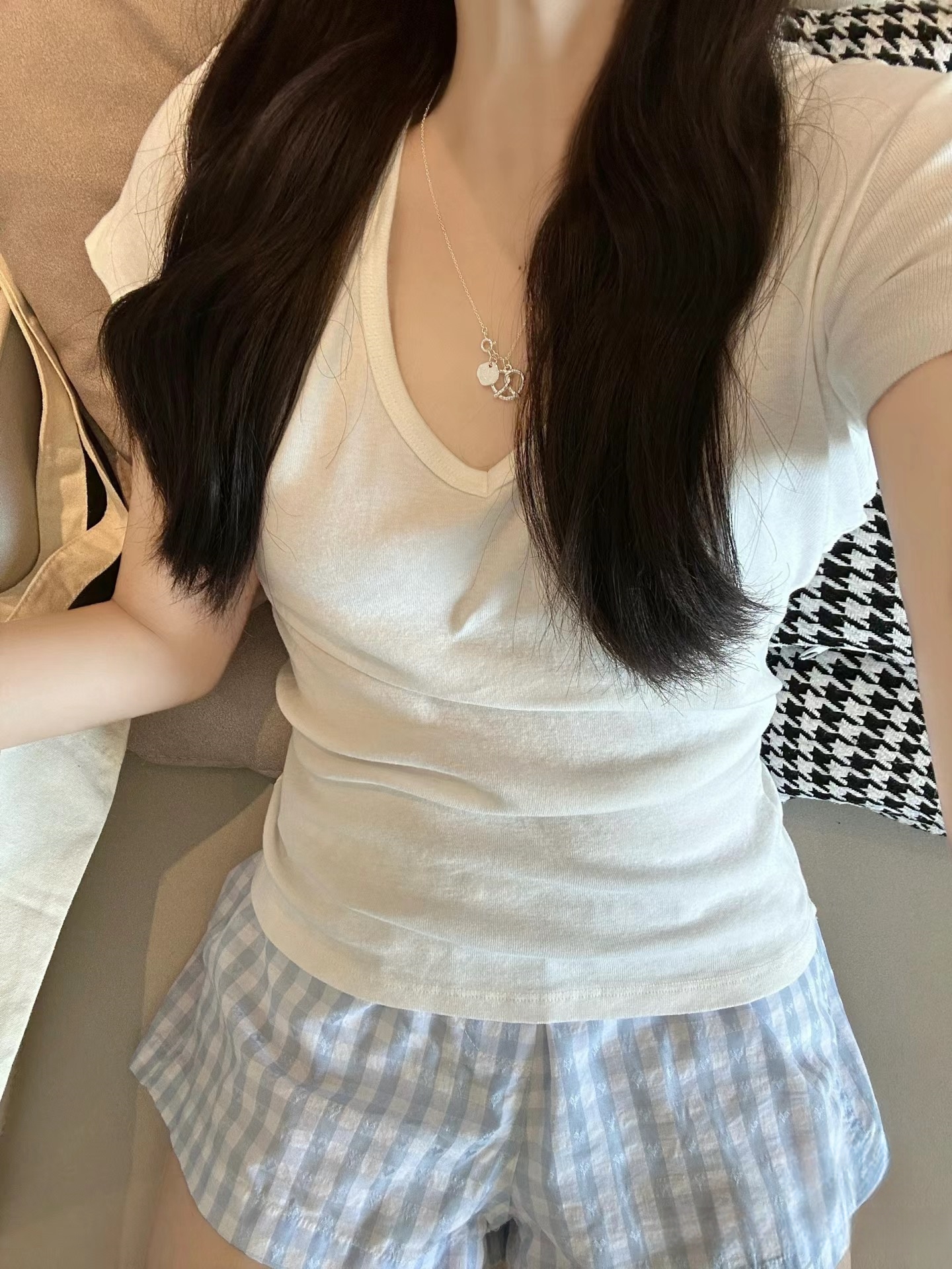 白色正肩短袖T恤女夏上衣