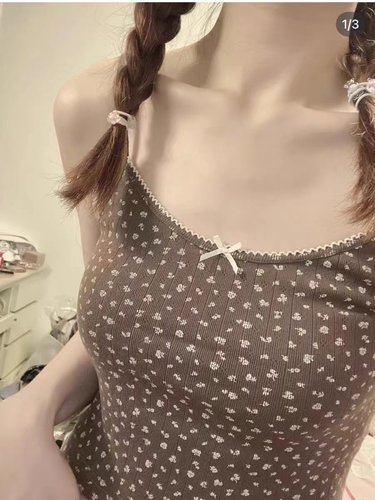 brandy girl bm美式复古碎花吊带背心女夏季修身内搭外穿短上衣潮