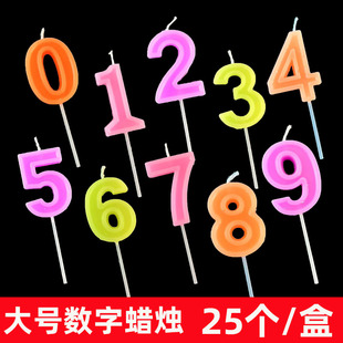 25个儿童生日彩色数字蜡烛生日派对用品0 9蛋糕粉色蜡烛生日蛋糕
