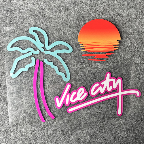 汽车贴纸复古落日余晖夕阳车窗贴
