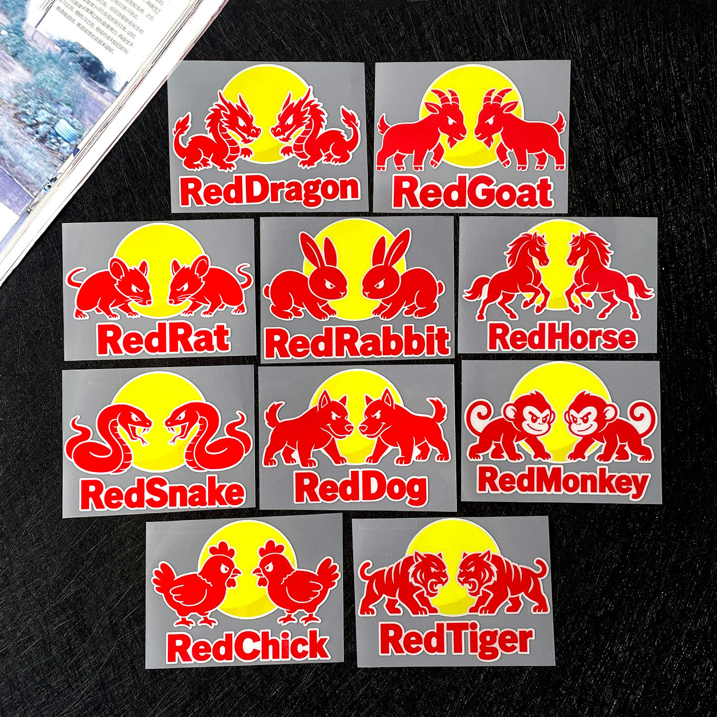反光贴纸REDPIG红猪恶搞趣味电动摩托车行李箱车身玻璃划痕装饰贴