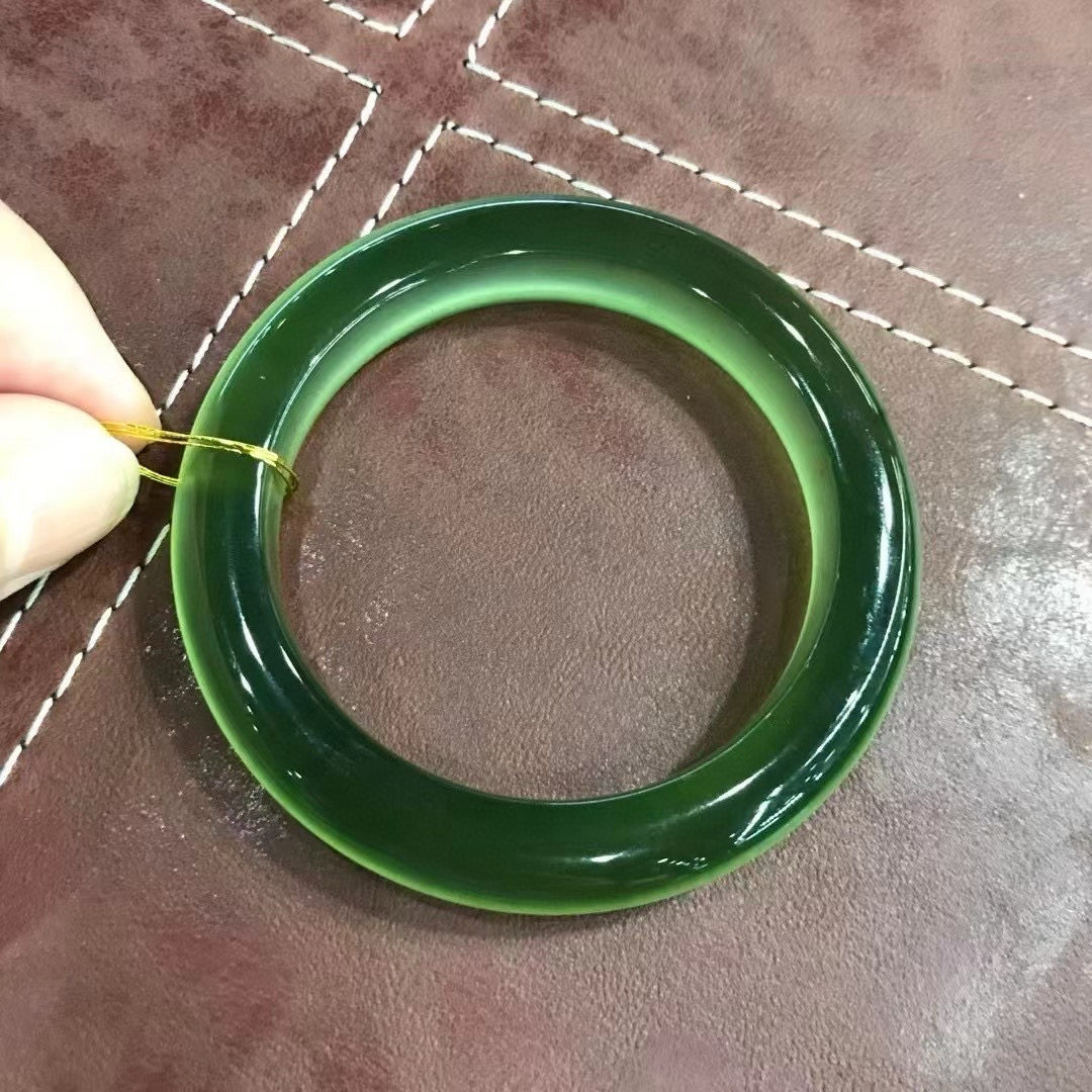 岫玉180料手镯玉镯镯子女士专属绿冰不跑水不跑色送朋友闺蜜礼物