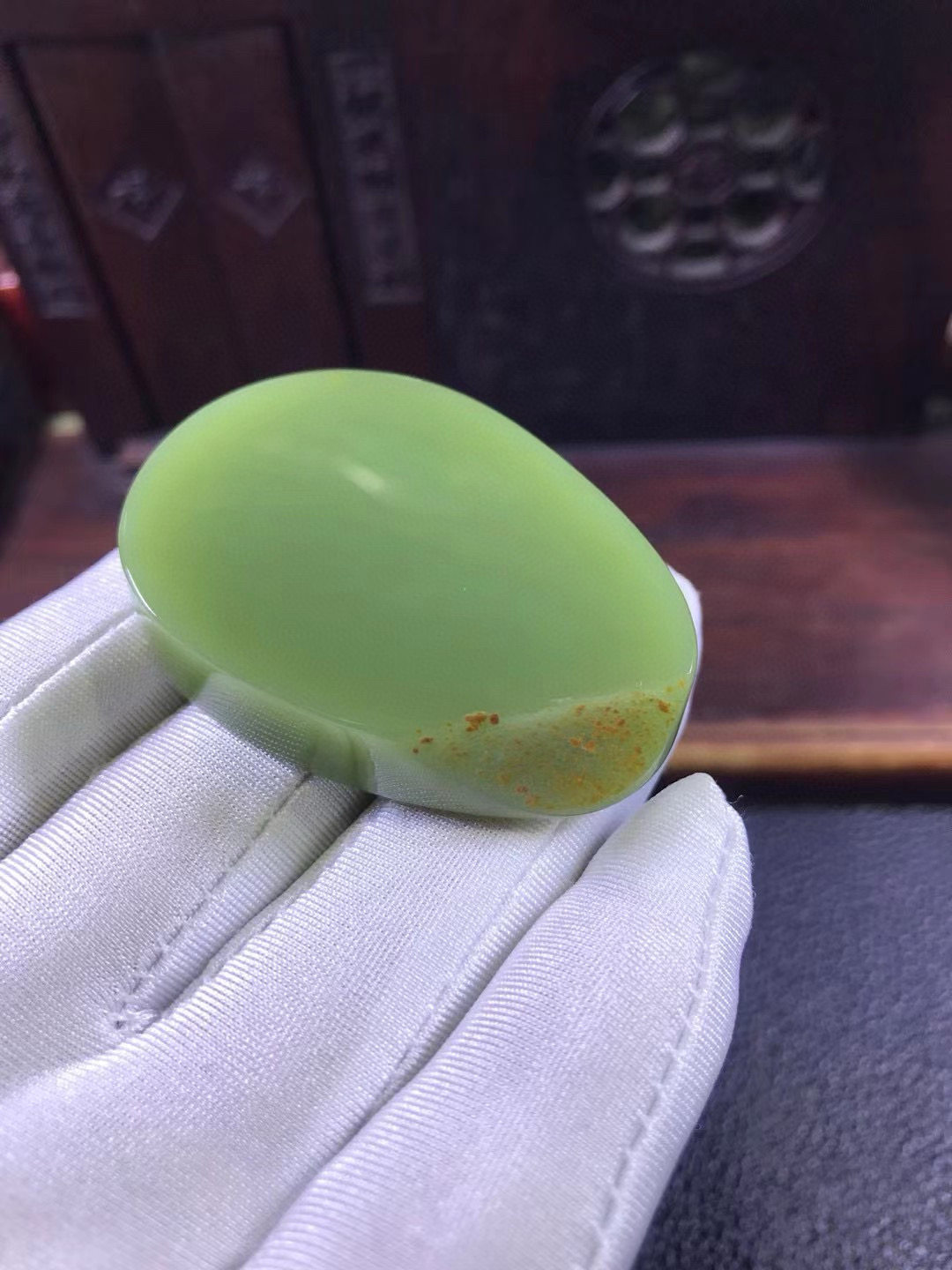和田玉椴树林河磨玉析木黄绿河磨玉重50克带皮子纯天然淘宝直播间