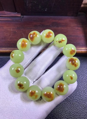 黄白河磨玉粒粒带皮手链104克析木河磨玉精品原生态东西性价比高