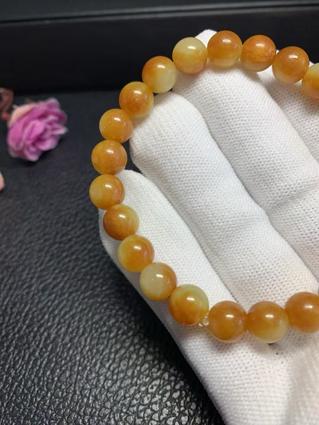 和田玉析木黄白河磨玉手串手链珠子颗颗带皮玉质细腻润度高送朋友
