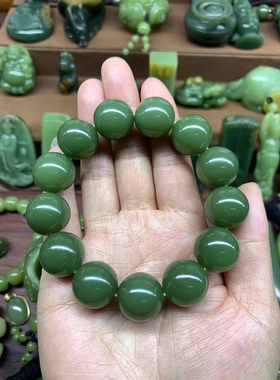 析木绿河磨玉手串重98克精品原生态精致性价比高可定制一手货源