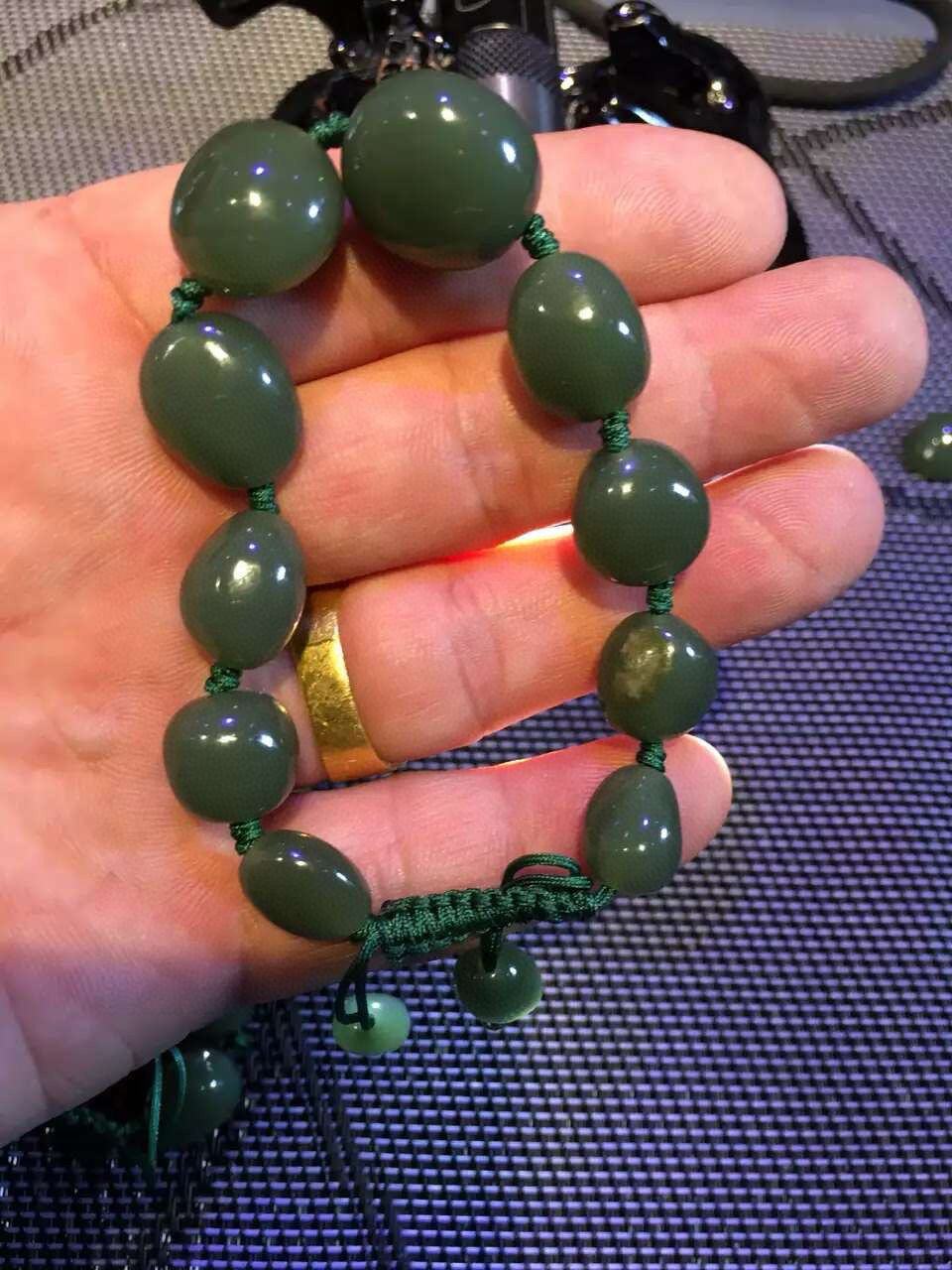 析木绿和田玉河磨玉椴树林手串手链珠子项链把玩没有结构特别净