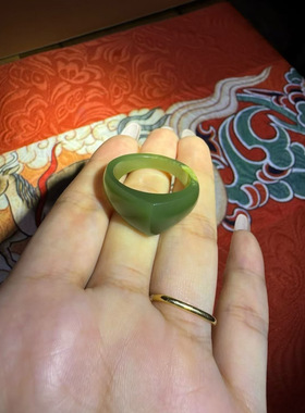 和田玉析木河磨玉椴树林戒指扳指纪念品礼物润度高玉质细腻