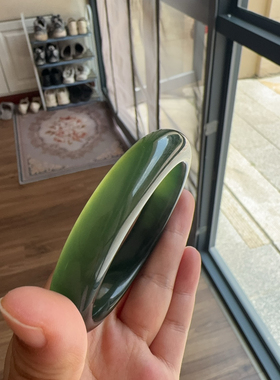 岫岩玉手镯岫玉镯子180料绿色河磨玉手镯料子水头足意境美尺寸