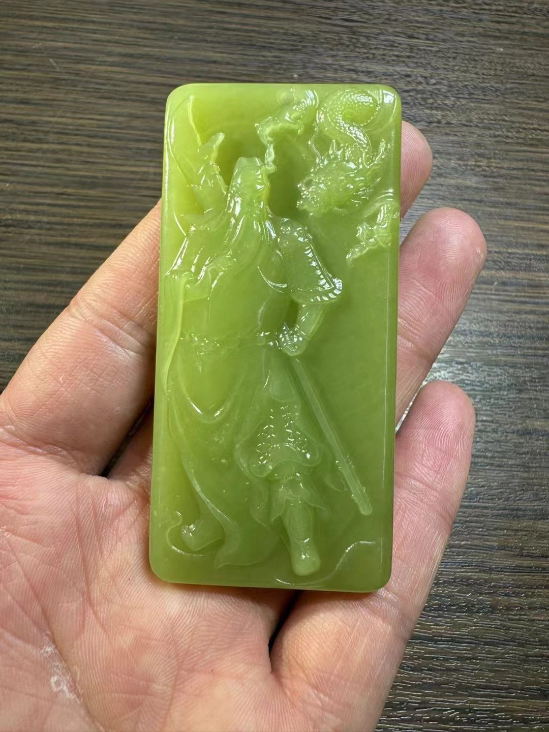 天然析木河磨玉和田玉关公吊坠吊颈饰