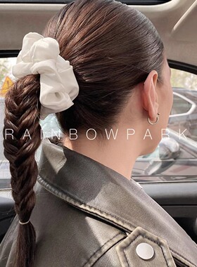 纯白色出口品质重磅30姆米100%真丝发圈大肠圈丸子头桑蚕丝婚礼