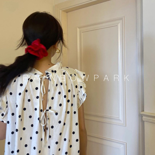 100%真丝发圈大红色本命年30姆米重磅大肠圈桑蚕丝发圈绳高端定制