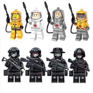 生化危机moc积木小人仔丧尸僵尸核辐射防化防护服后室研究员玩具