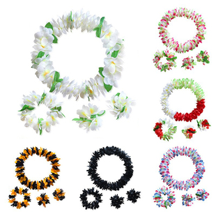 夏威夷草裙舞花环80片加密升级款四件套项链26色可选舞蹈表演道具