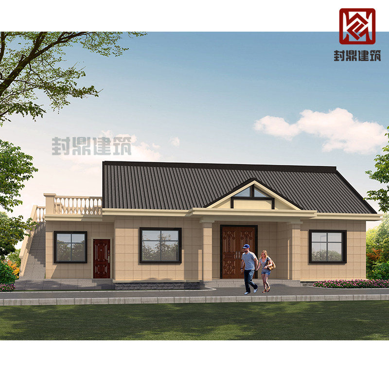 新农村小别墅设计图纸平房一层乡村自建房经济型网红四间单层洋房