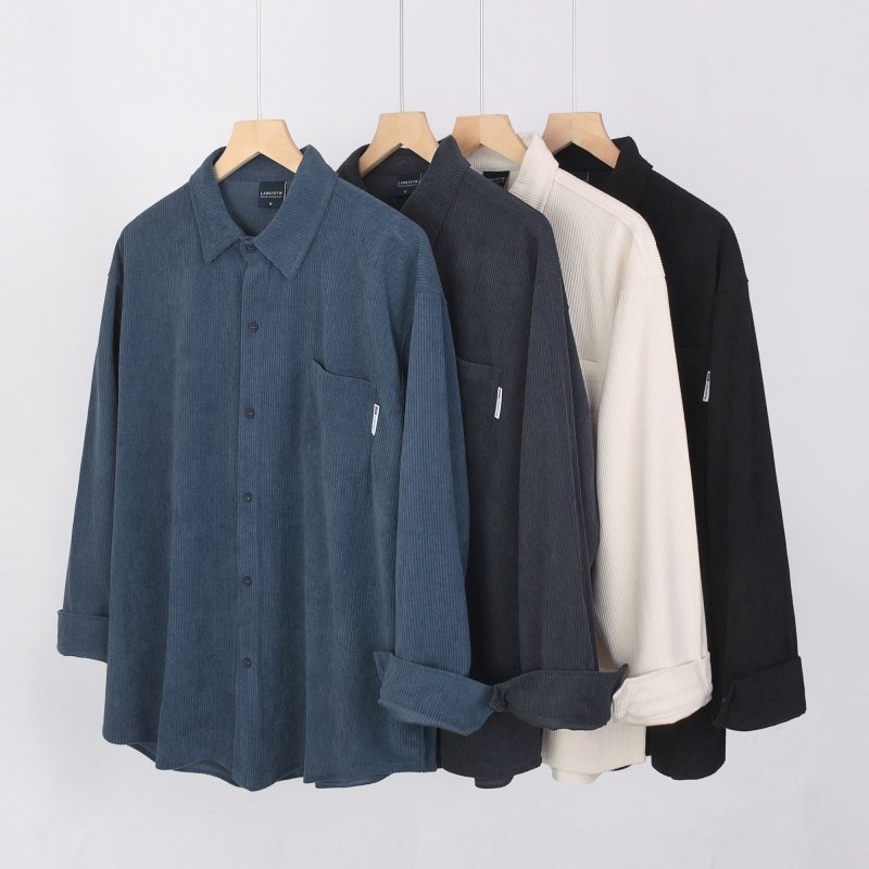 秋冬新品！日系复古灯芯绒衬衫男款长袖宽松休闲衬衣MU3255-501
