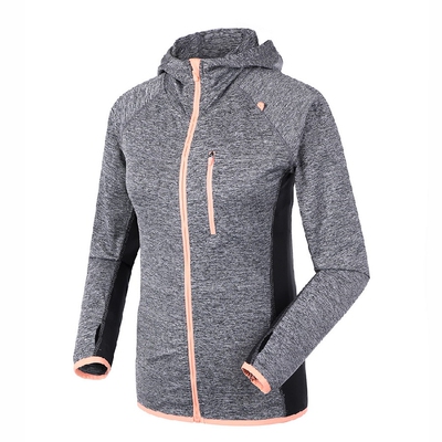 新款运动跑步外套开衫女连帽弹力长袖健身卫衣跑步衫0.35 6223