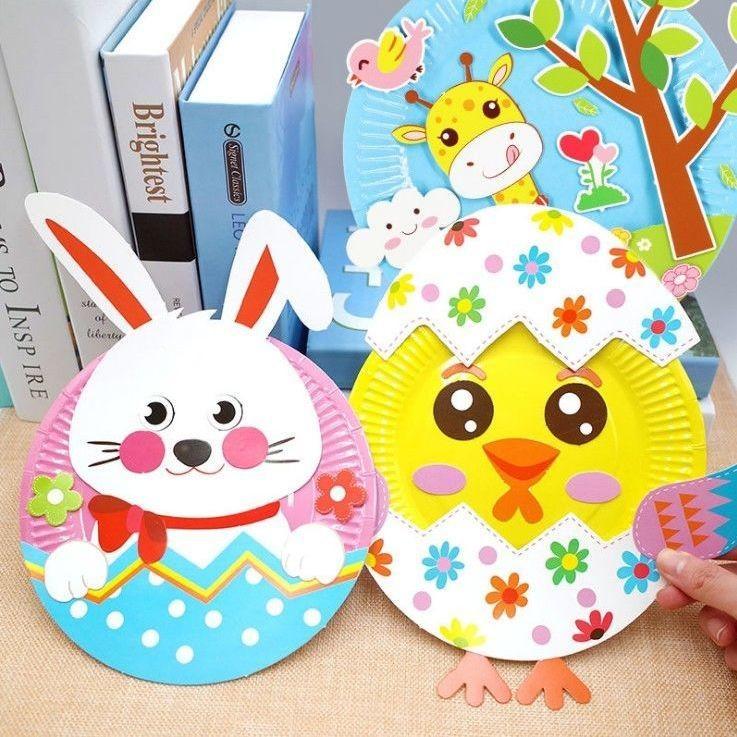 单个场景纸盘画 儿童手工制作 幼儿园创意卡通DIY粘贴贴纸材料包