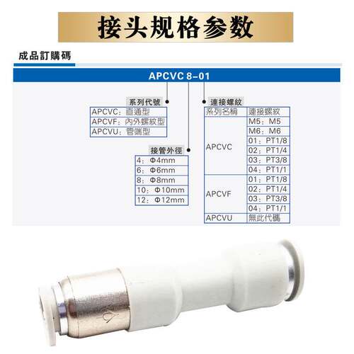 原装ATC亚德客单向阀X-APCVU4 APCVU6 APCVU8 APCVU10 APCVU12