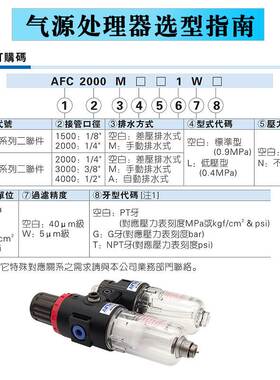 原装亚德客二连件AFC2000过滤器AFC1500 AFR2000+AL2000 AFC20001