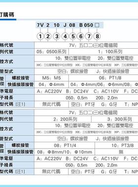 AirTac亚德客7V0530C-M5电磁阀7V0530E-M5 7V0530C-J04/B050/B200