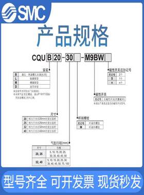 SMC平板式薄型气缸CQUB20-25/32-40-5-10-15-30-35-40-50-75-100M