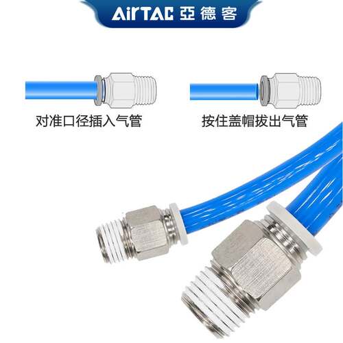 亚德客原装正品直通螺纹气管快速接头PC4/6/8/10/12-M5-01-02