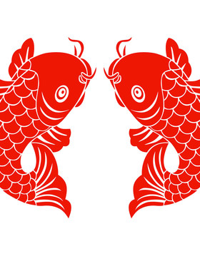 剪纸窗花鱼贴纸年年有余静电贴纸