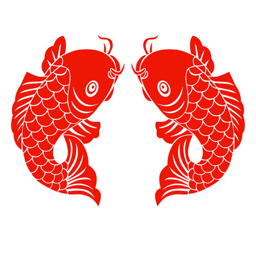 剪纸窗花鱼贴纸年年有余静电贴纸