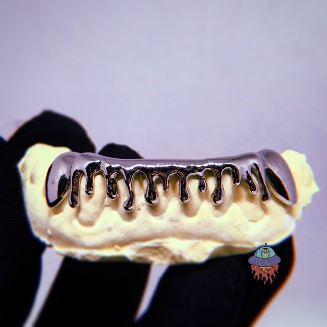 925纯银 融化牙饰 / 嘻哈牙套定制 Drip Grillz