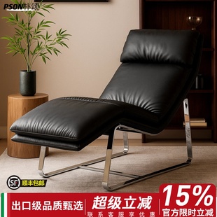 中古风现代轻奢皮艺沙发椅家用客厅单人沙发椅办公靠背椅休闲椅