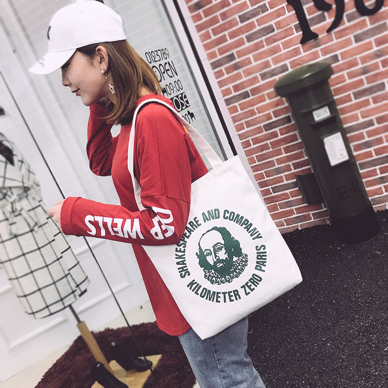 帆布包女单肩韩版ins日系大容量百搭大学生上课装书手提袋斜挎包