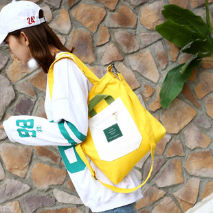 帆布包女斜挎单肩学生韩版文艺ins原宿风ulzzang简约百搭手提布袋