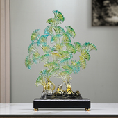 银杏叶摆件轻奢高档招财办公室摇钱树客厅酒柜装 饰品乔迁新居礼品