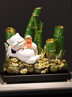 树脂节节高升招财躺赢猫摆件