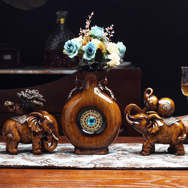 招财大象摆件花瓶新开业礼品客厅电视柜玄关装饰品摆件样板房软装