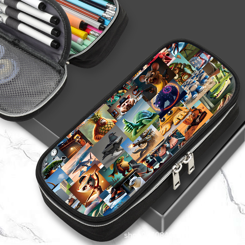 鲨鱼美国外国山海经笔袋男孩2025新款中小学文具袋铅笔盒大容量女